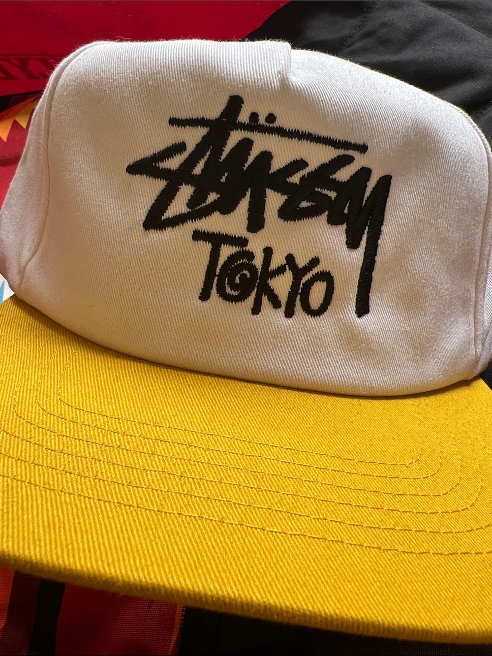 Stüssy Tokyo White & Yellow Snapback Hat